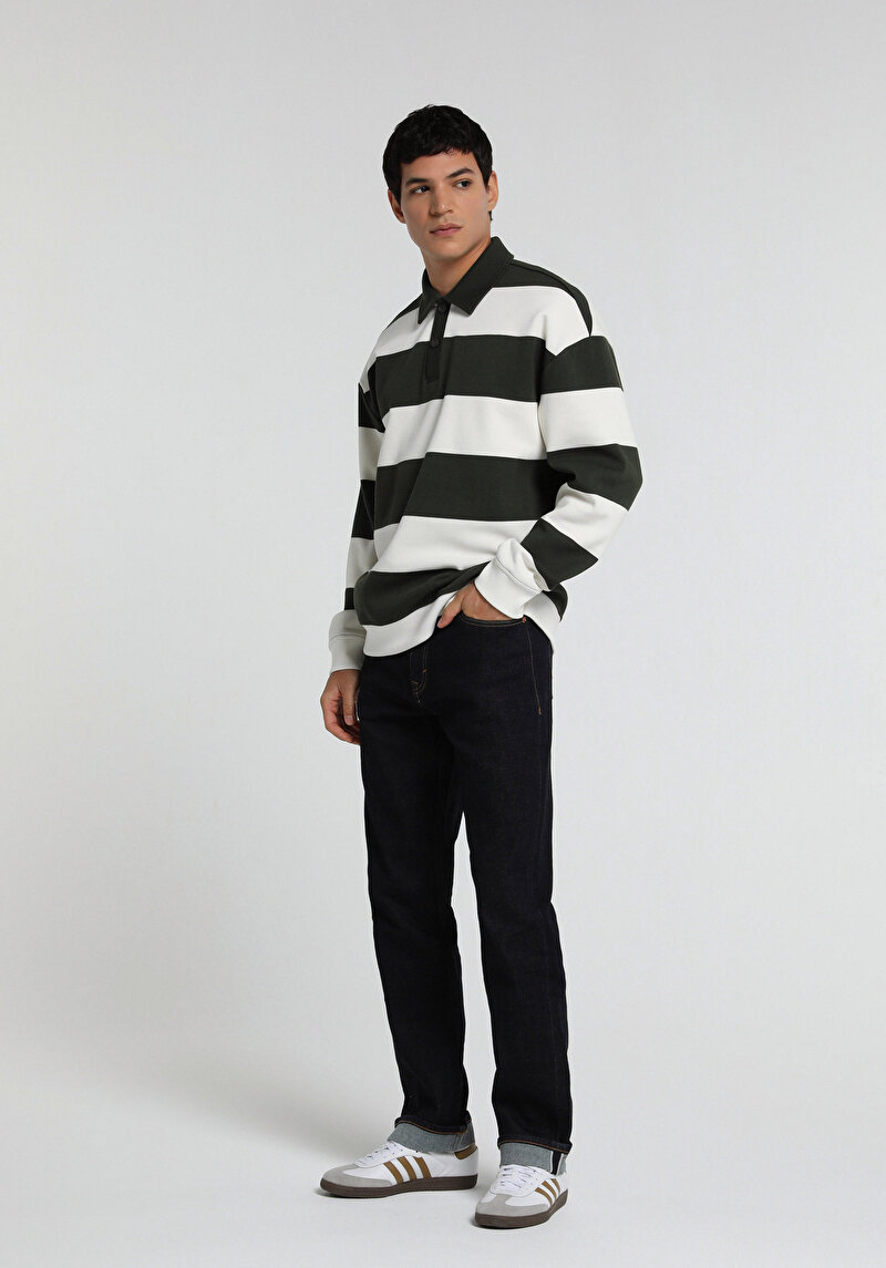Selvedge Denim Relaxed Straight Fit Erkek Koyu İndigo Jean Pantolon
