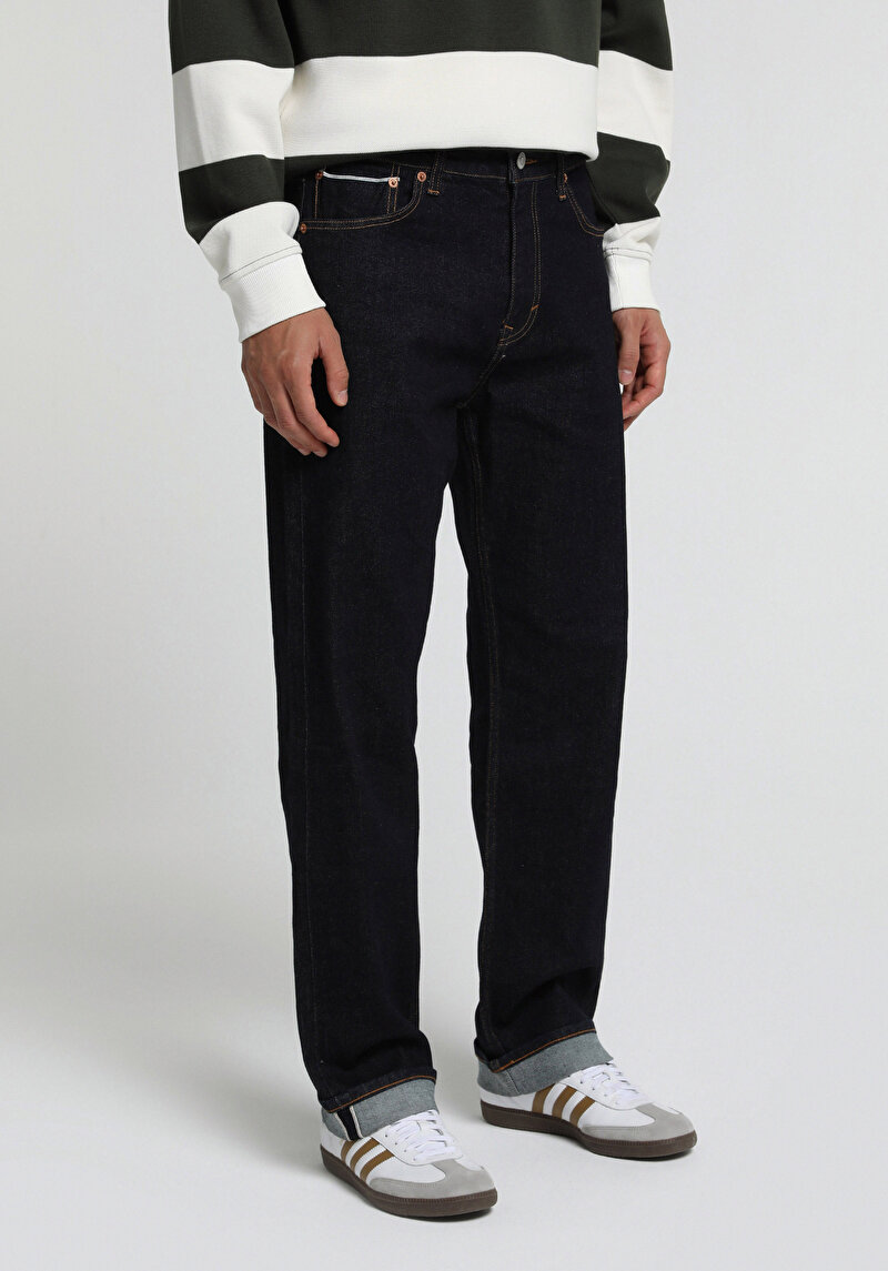 Selvedge Denim Relaxed Straight Fit Erkek Koyu İndigo Jean Pantolon
