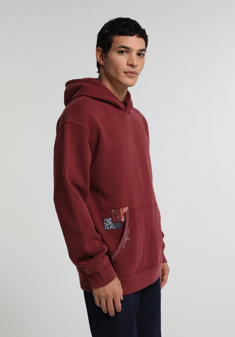 Relaxed Fit Kapüşonlu Düz Erkek Bordo Sweatshirt
