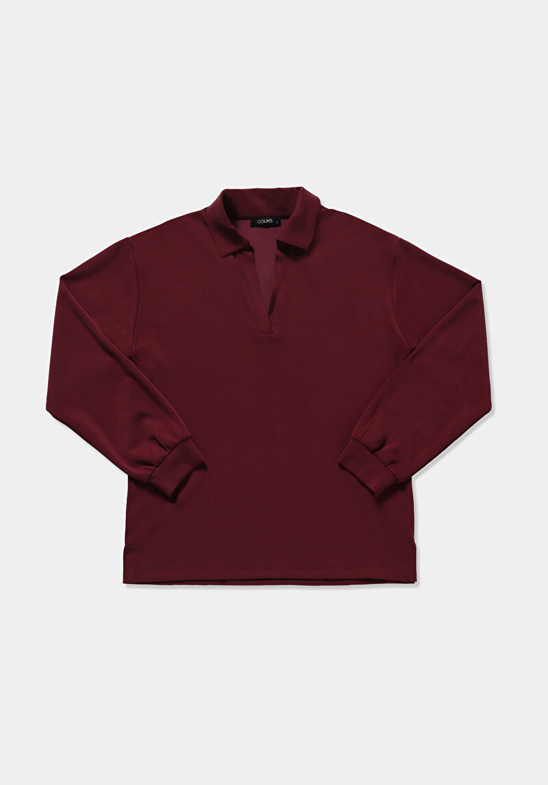 Regular Fit   Kadın Bordo  Tişört