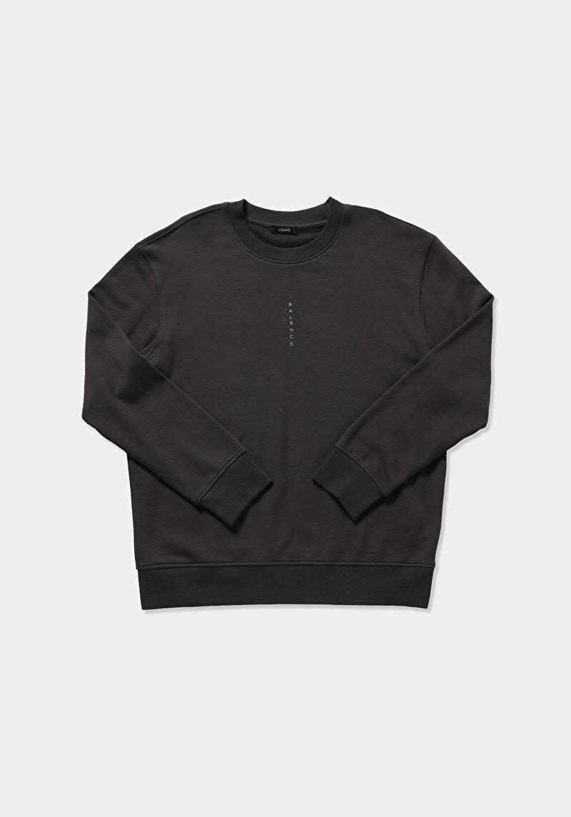 Relaxed Fit Yuvarlak Yaka Düz Erkek Antrasit Sweatshirt