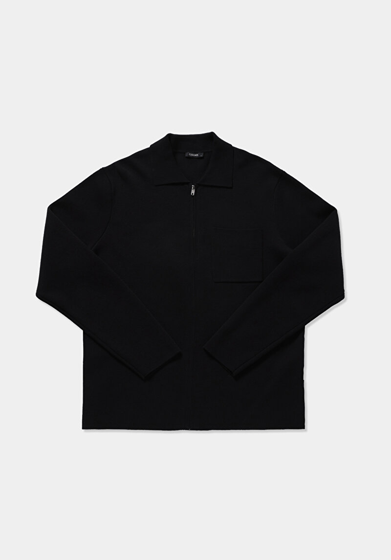 Regular Fit   Erkek Siyah Hırka
