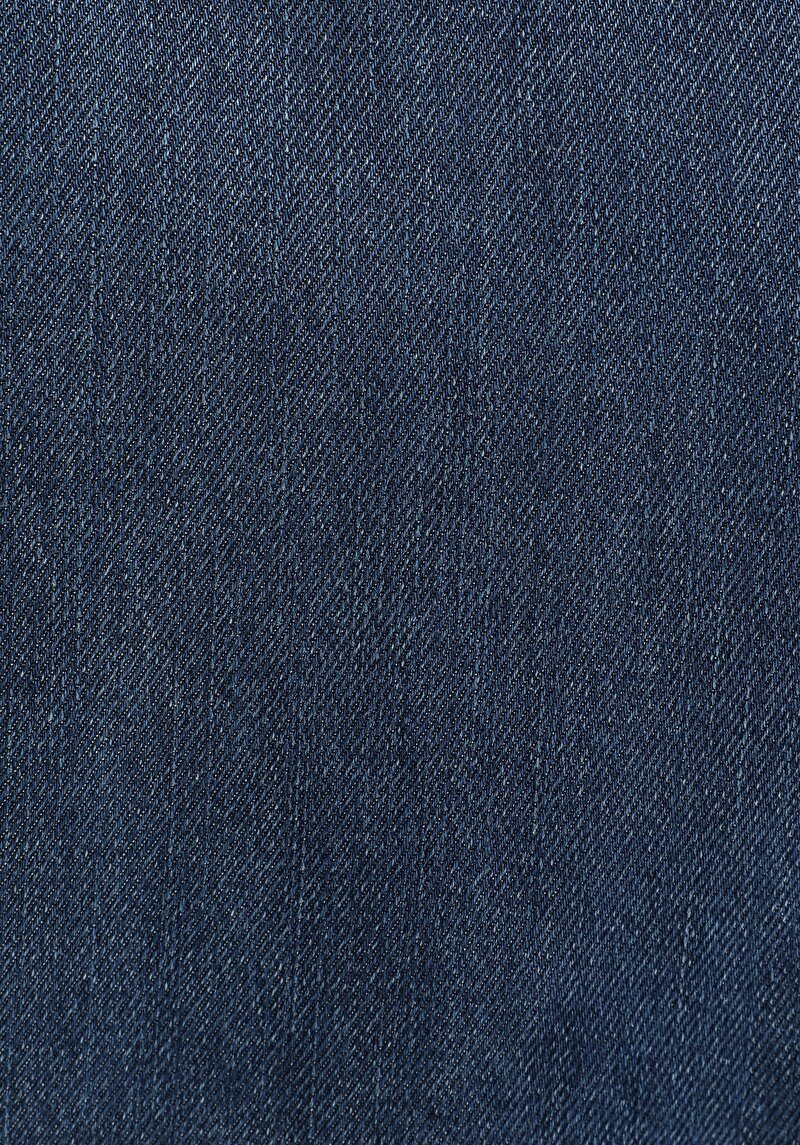 Regular Fit Düz Kadın Mid İndigo Denim Uzun Kol Elbise