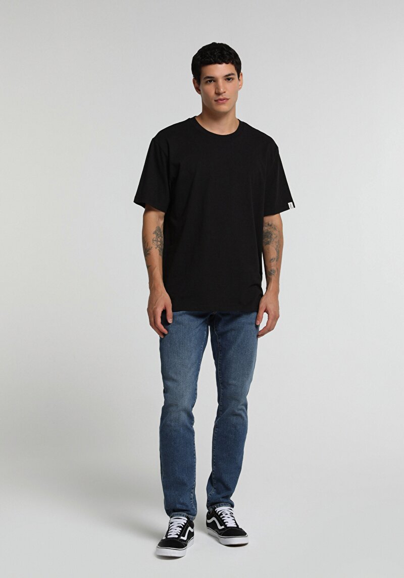 Slim Fit Düşük Bel Dar Paça Erkek Dark İndigo Denim Jean Pantolon