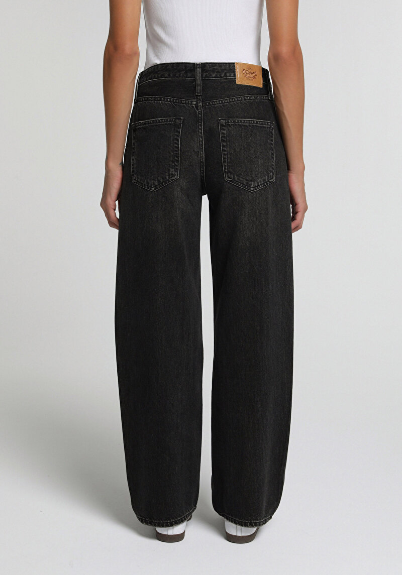Baggy Fit Kadın Over Dyed Denim Jean Pantolon