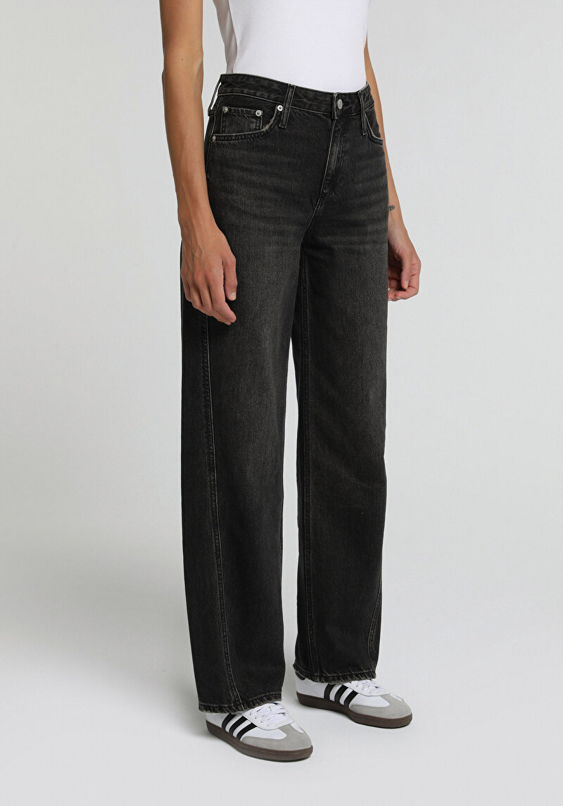 Baggy Fit   Kadın Over Dyed Denim Jean Pantolon