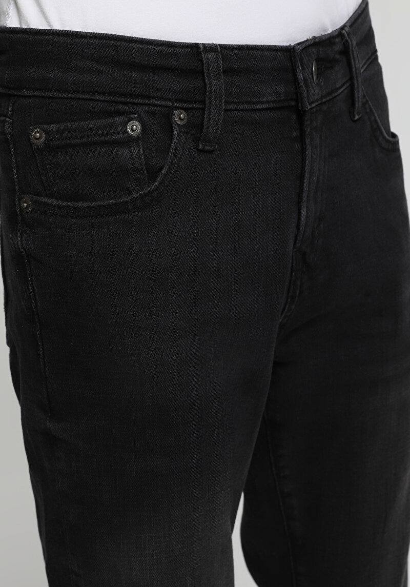 Slim Fit Düşük Bel Dar Paça Erkek Black Black Denim Jean Pantolon
