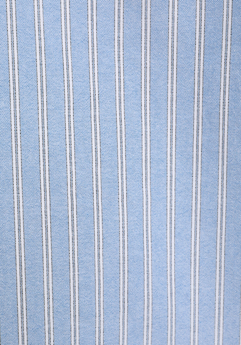 Regular Fit Shirt Neck Çizgili Erkek Mavi Uzun Kol Gömlek
