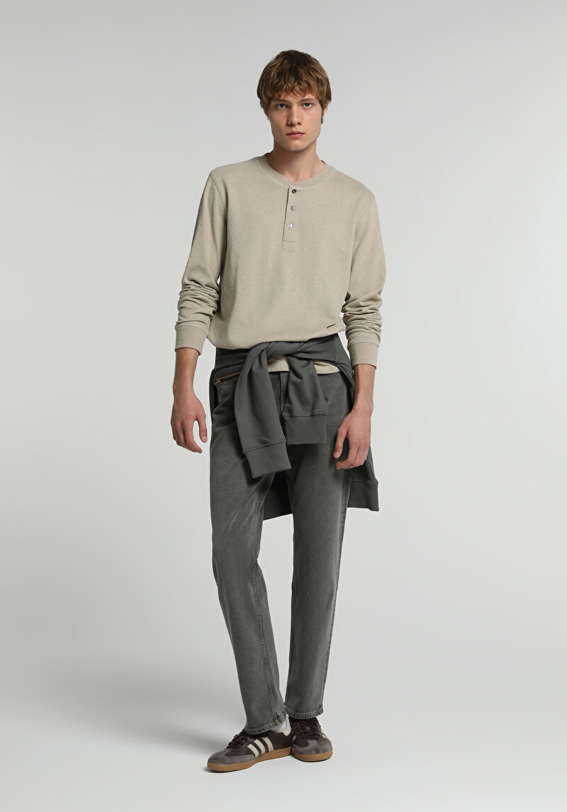 Relaxed Straight Fit   Erkek Over Dyed Denim Jean Pantolon