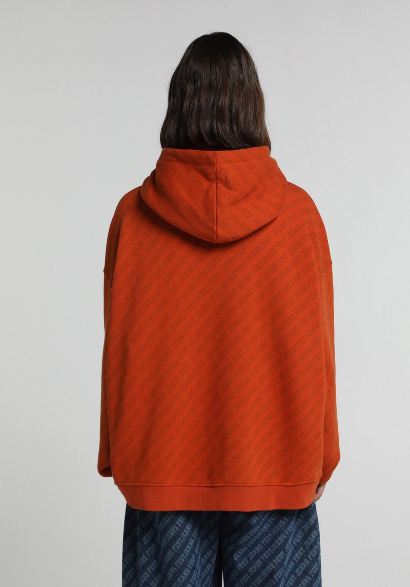 Oversize Fit Kapüşonlu Baskılı Erkek Tarçın Kahvesi Sweatshirt