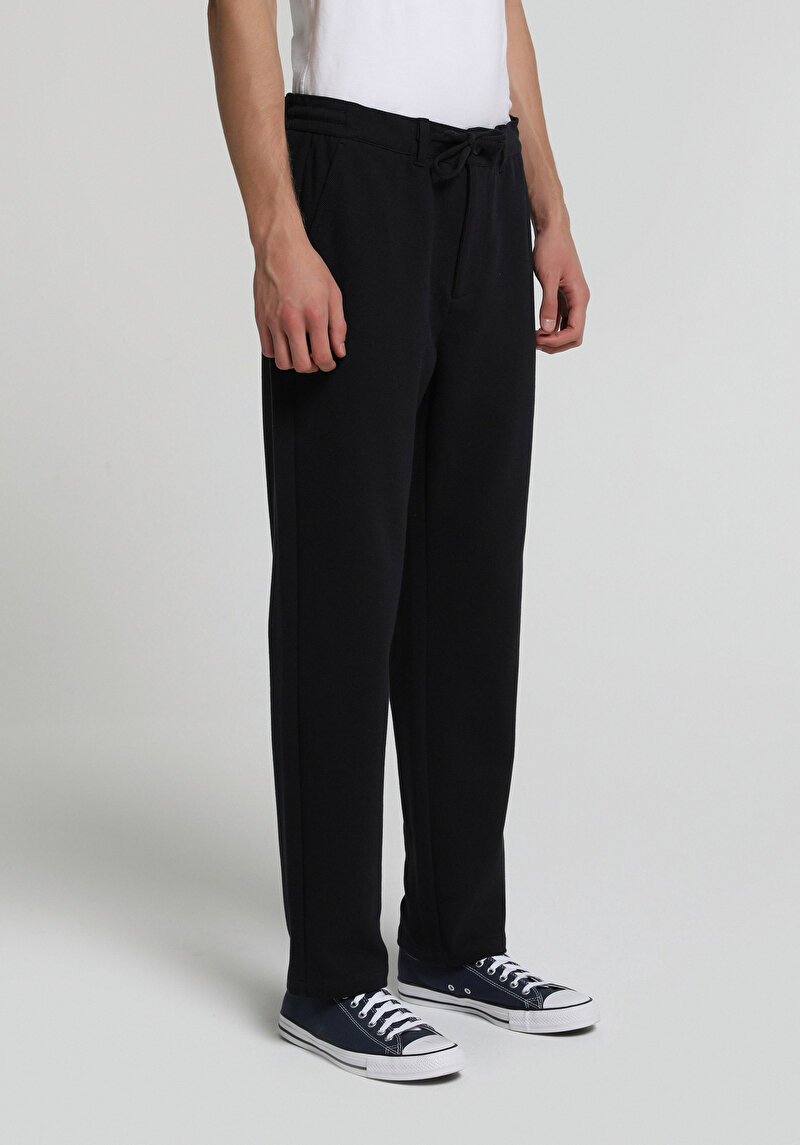 Regular Fit Orta Bel Düz Paça Erkek Lacivert  Pantolon