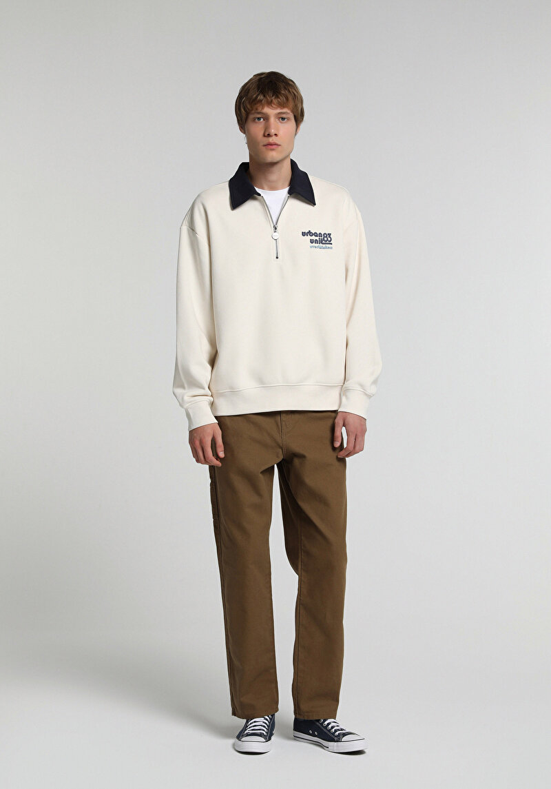 Relaxed Fit Orta Bel Bol Paça Erkek Kahverengi  Pantolon