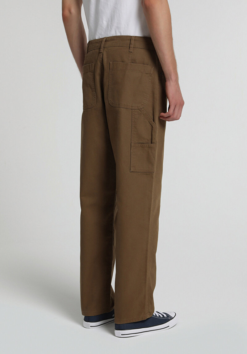 Relaxed Fit Orta Bel Bol Paça Erkek Kahverengi  Pantolon
