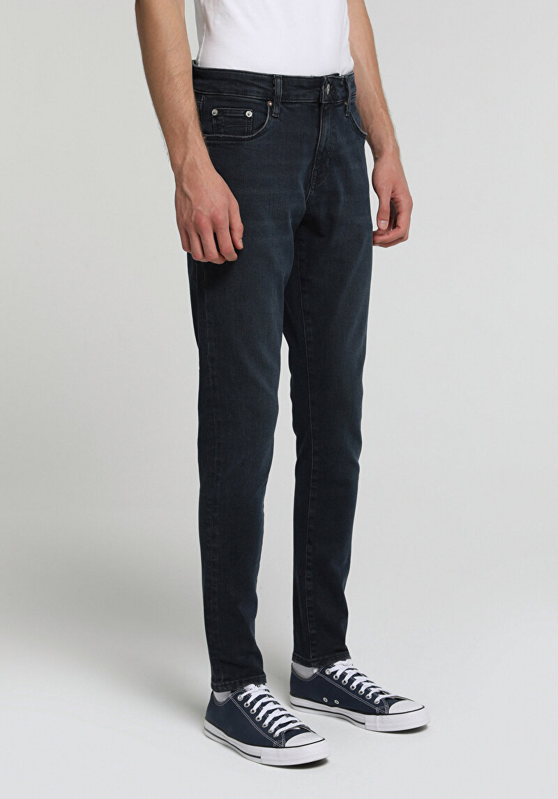 Slim Fit Erkek Blue Black Denim Jean Pantolon