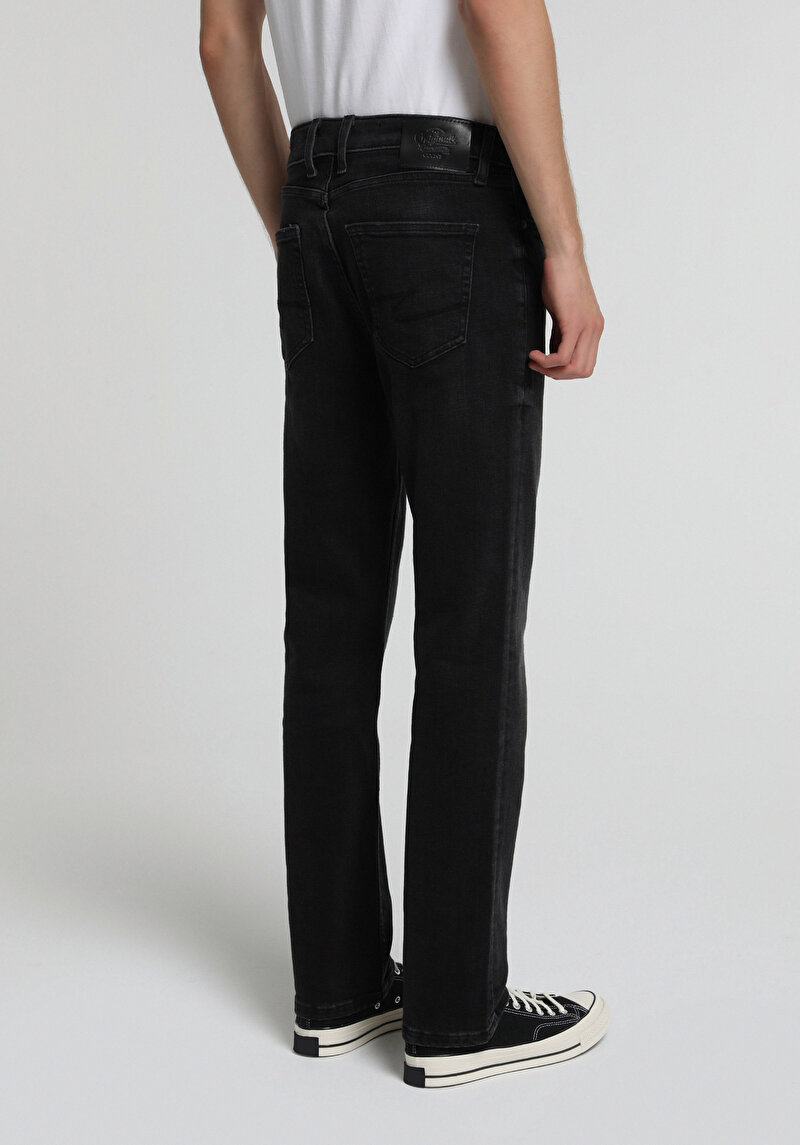 Relaxed Straight Fit Erkek Black Black Denim Jean Pantolon