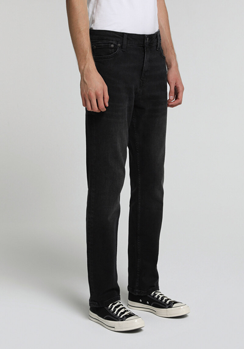 Relaxed Straight Fit   Erkek Black Black Denim Jean Pantolon