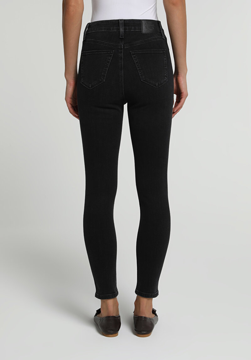 High Rise Super Skinny Fit Kadın Black Black Denim Jean Pantolon