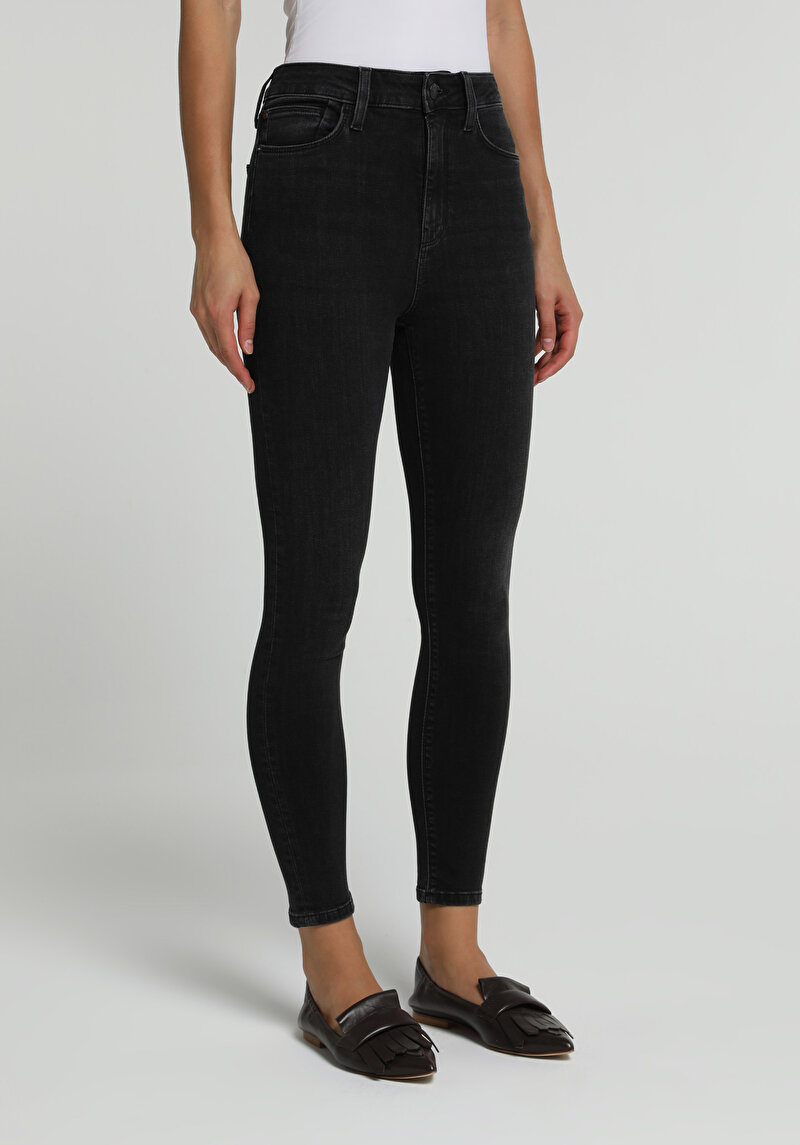 High Rise Super Skinny Fit Kadın Black Black Denim Jean Pantolon