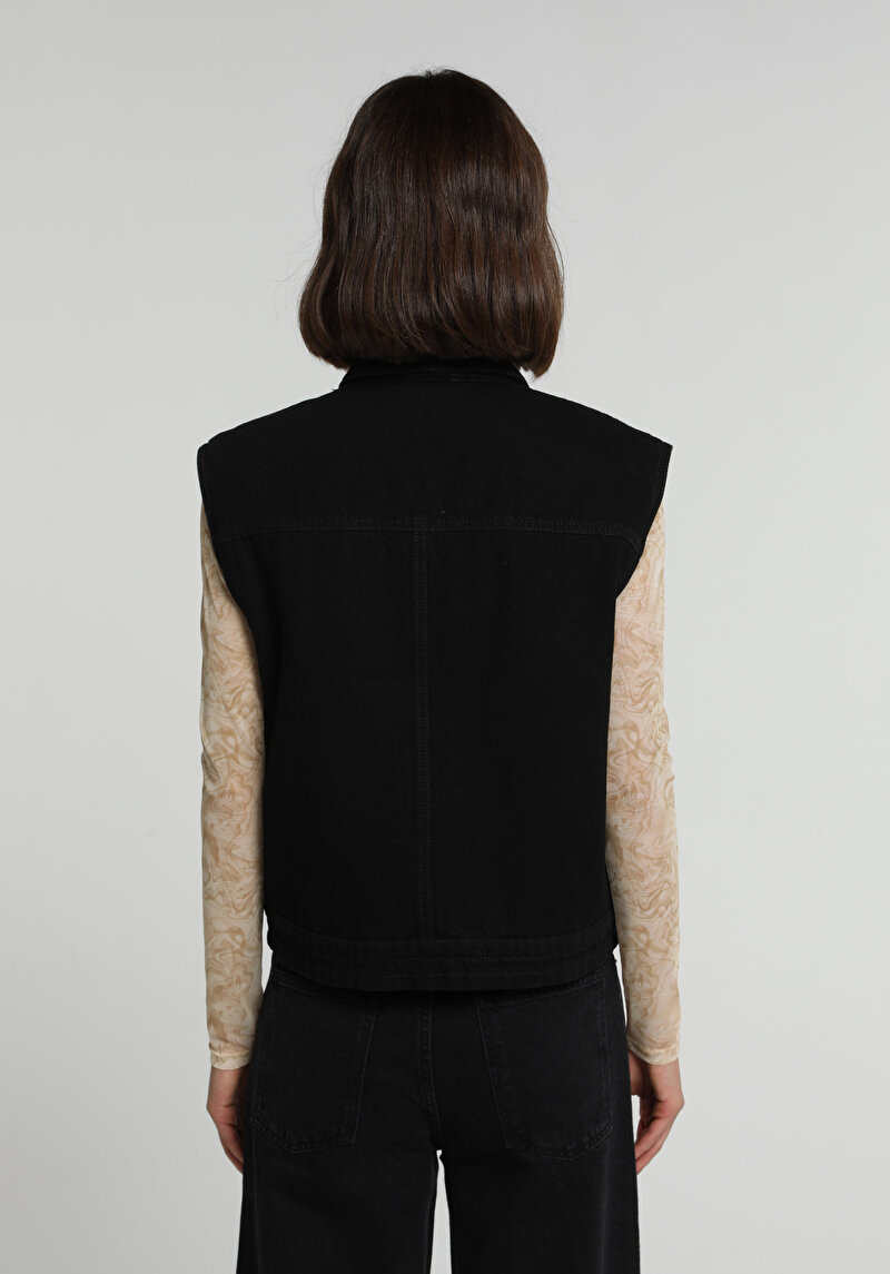 Regular Fit Kadın Black Black Denim Yelek