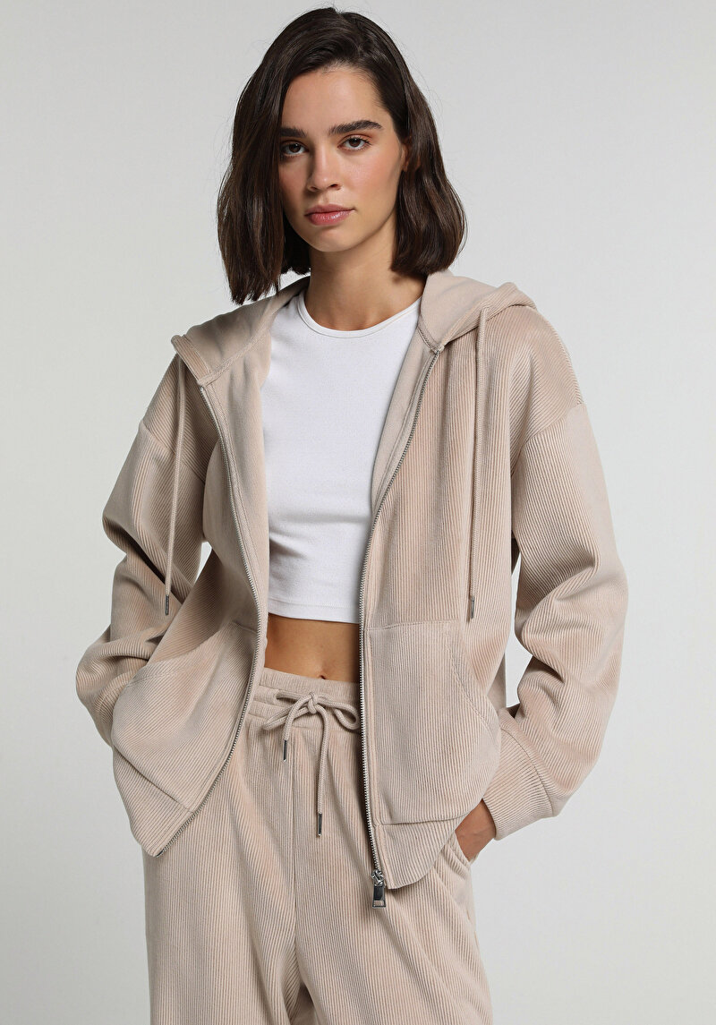 Regular Fit Kapüşonlu Düz Kadın  Sweatshirt