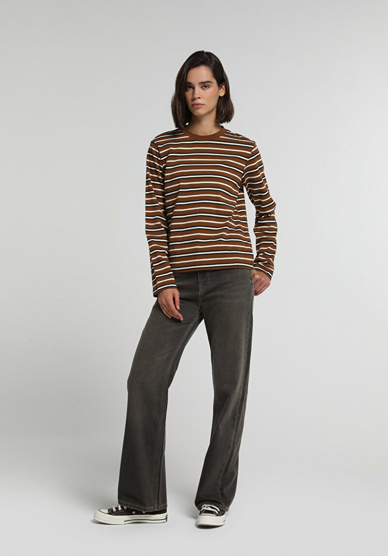 Loose Bootcut Fit Kadın Over Dyed Denim Jean Pantolon
