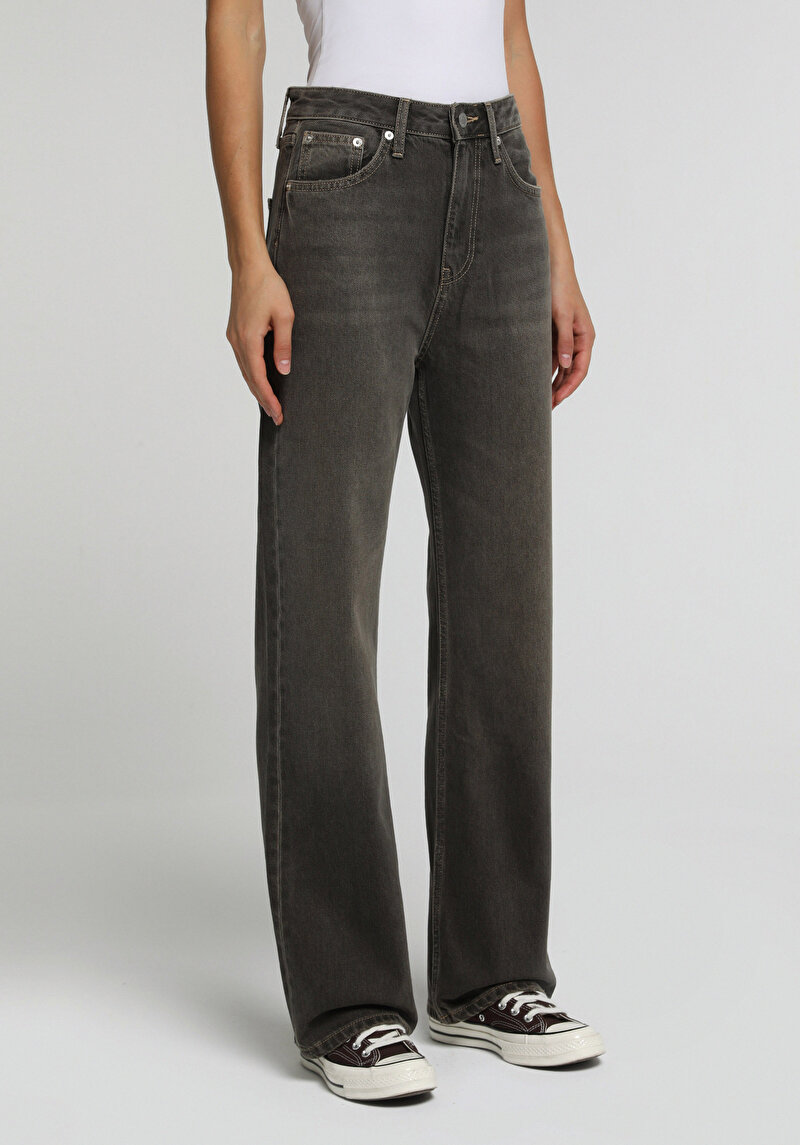 Loose Bootcut Fit   Kadın Over Dyed Denim Jean Pantolon