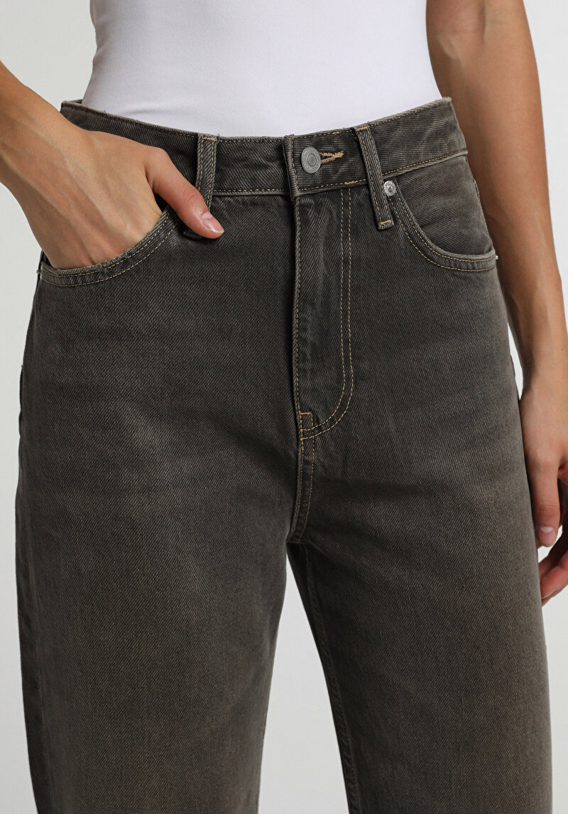 Loose Bootcut Fit   Kadın Over Dyed Denim Jean Pantolon