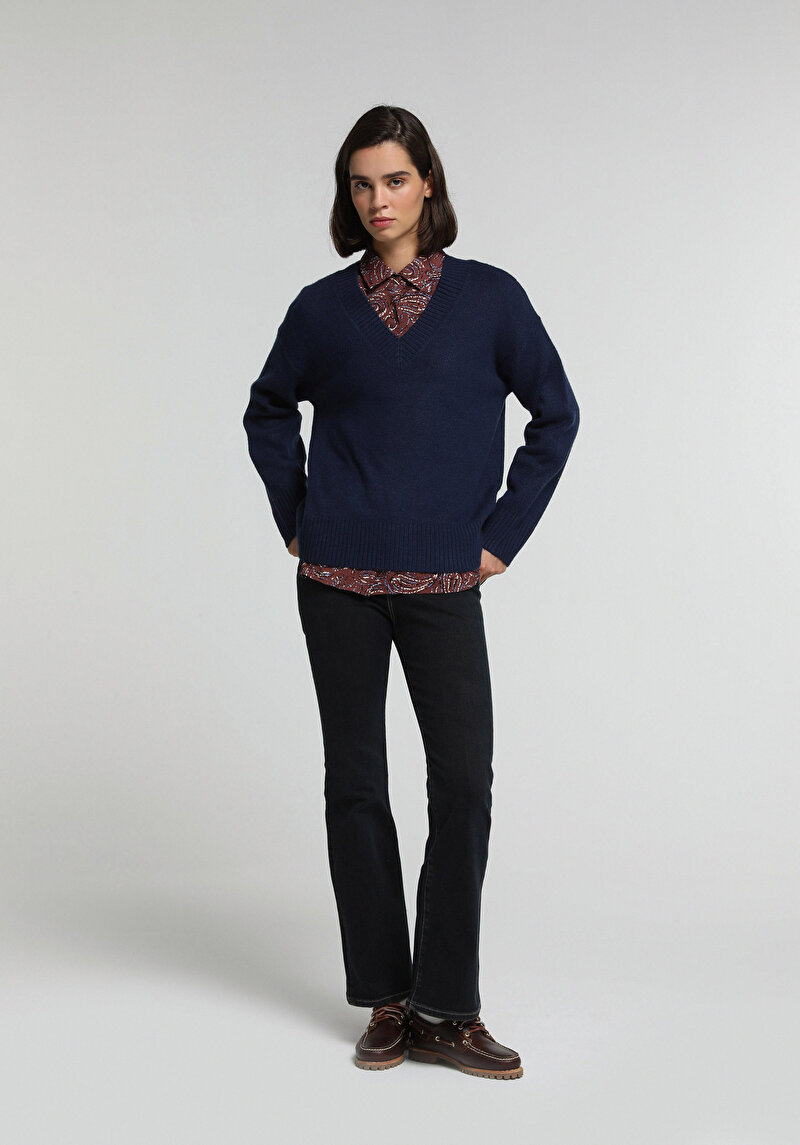 Flare Fit   Kadın Over Dyed Denim Jean Pantolon