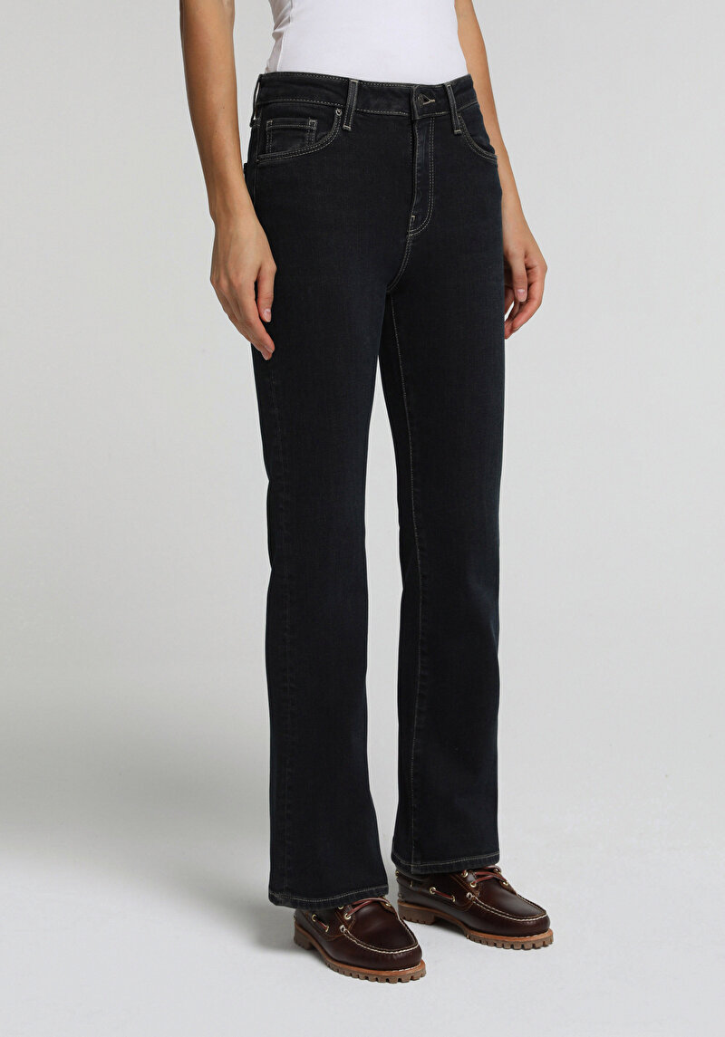 Flare Fit Kadın Over Dyed Denim Jean Pantolon