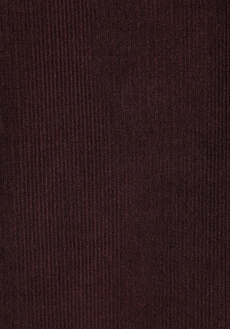 Boyfriend Fit Shirt Neck Düz Kadın Mor Uzun Kol Gömlek
