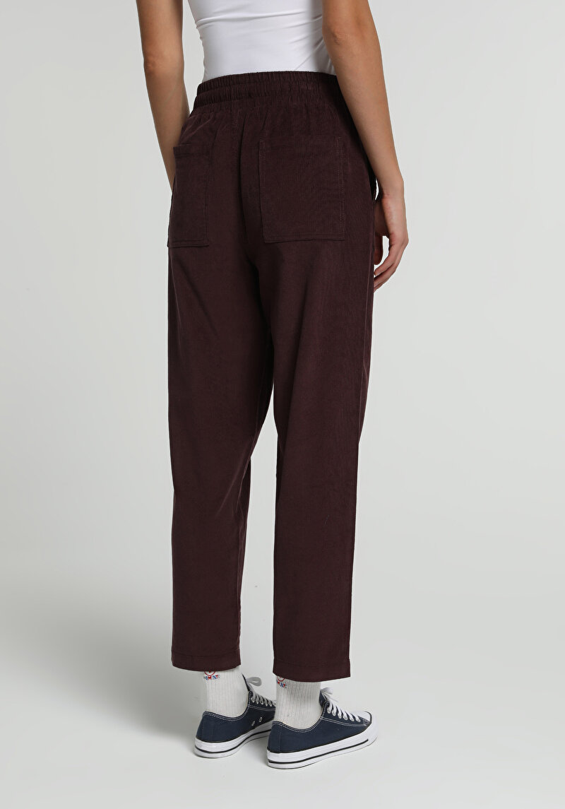 Regular Fit Yüksel Bel Düz Paça Kadın Mor  Pantolon