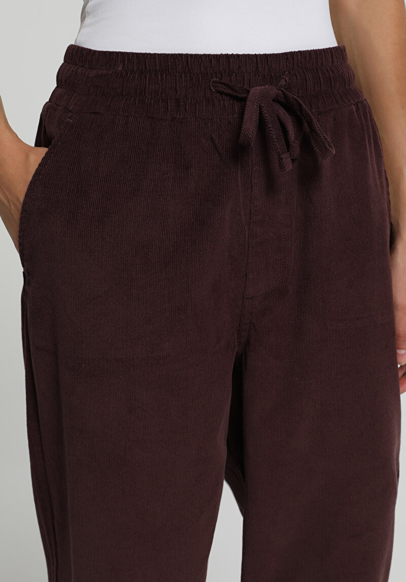 Regular Fit Yüksel Bel Düz Paça Kadın Mor  Pantolon