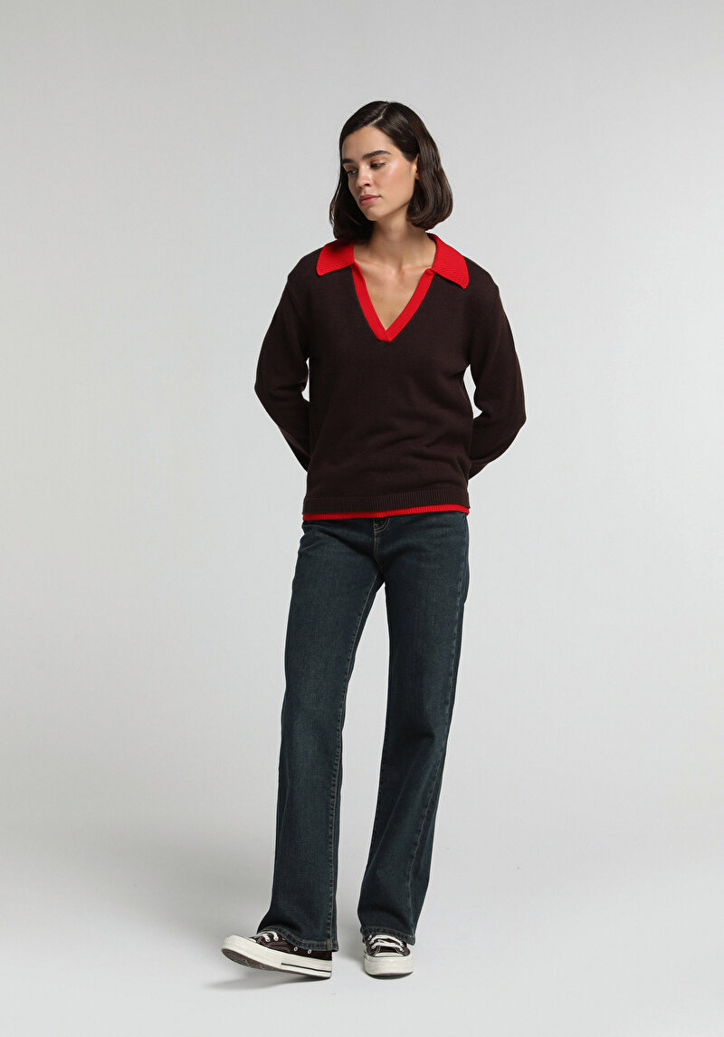 Loose Straight Fit Kadın Over Dyed Denim Jean Pantolon