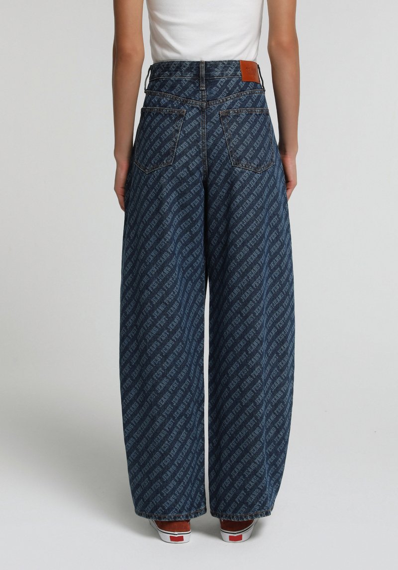Baggy Loose Fit Kadın Mid İndigo Denim Jean Pantolon