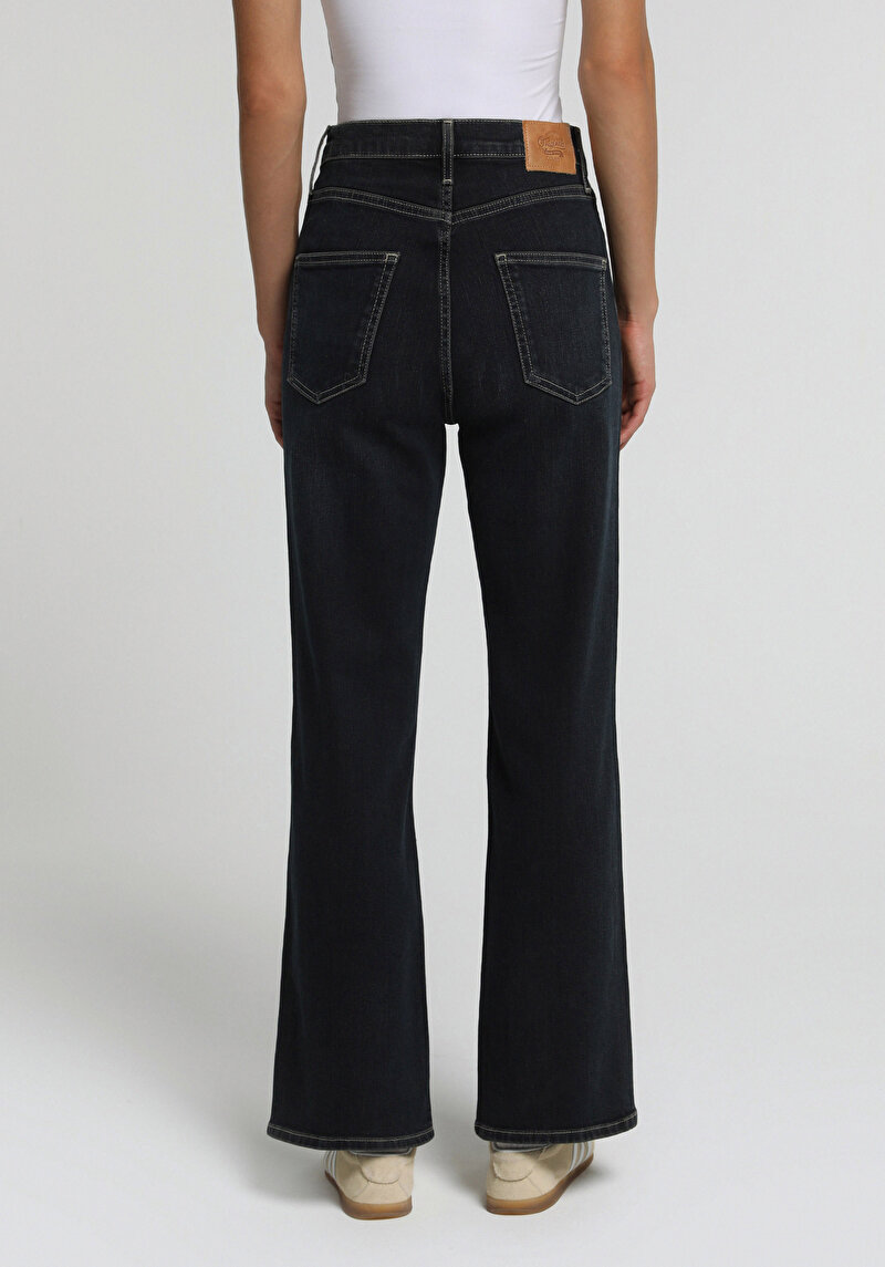 Loose Straight Fit   Kadın Over Dyed Denim Jean Pantolon