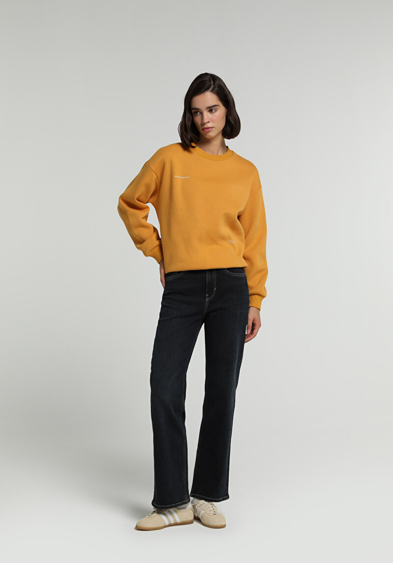 Loose Straight Fit Kadın Over Dyed Denim Jean Pantolon