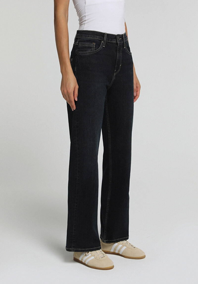 Loose Straight Fit   Kadın Over Dyed Denim Jean Pantolon