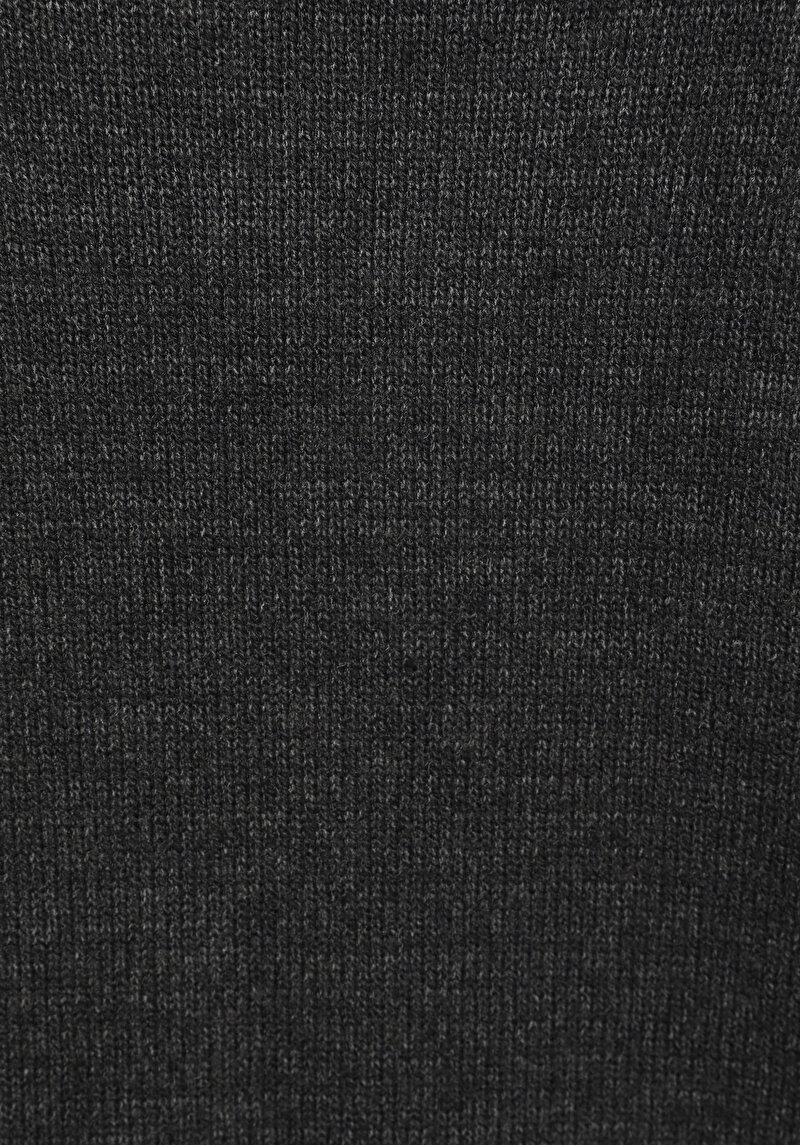 Slim Fit Polo Yaka Düz Kadın Antrasit Kazak