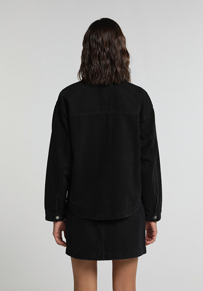 Oversize Fit Kadın Black Black Denim Shacket