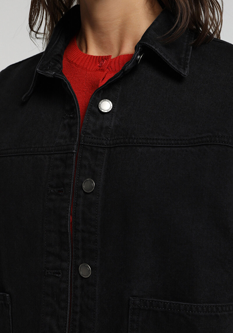 Oversize Fit Kadın Black Black Denim Shacket