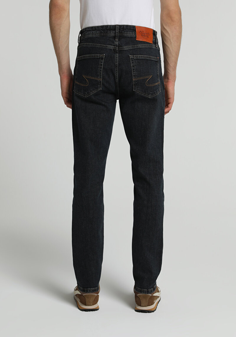 Slim Tapered Fit   Erkek Dark İndigo Denim Jean Pantolon