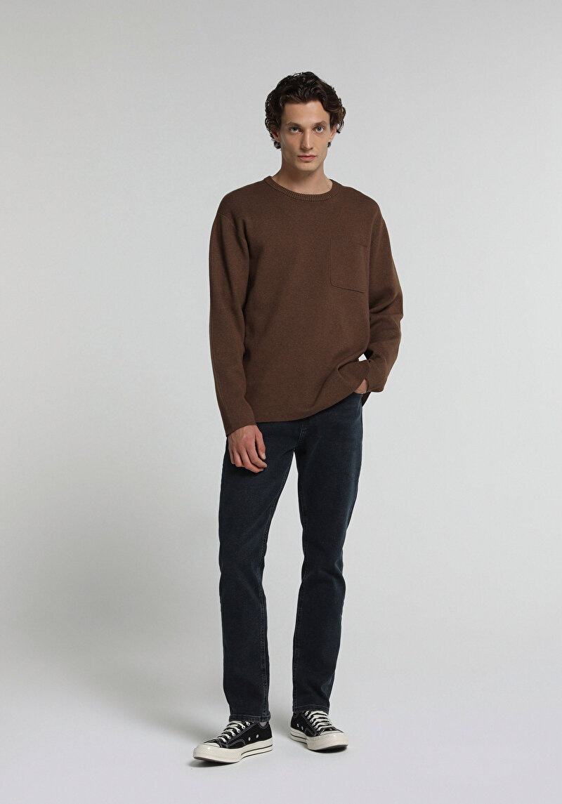 Slim Tapered Fit   Erkek Blue Black Denim Jean Pantolon