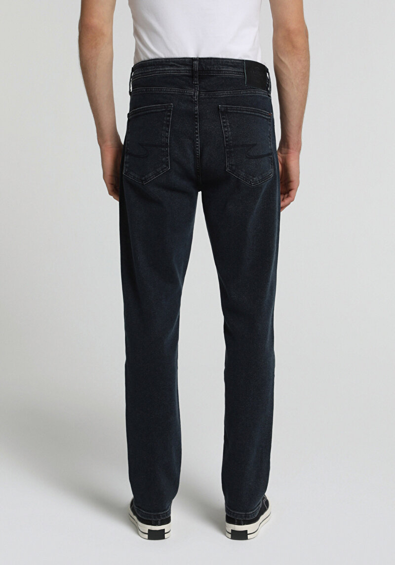 Slim Tapered Fit Erkek Blue Black Denim Jean Pantolon