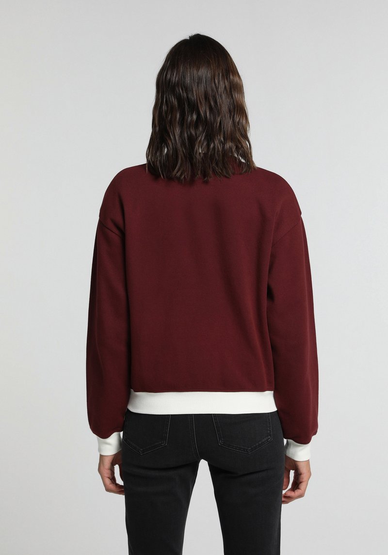 Regular Fit Polo Yaka Nakışlı Kadın Bordo Sweatshirt