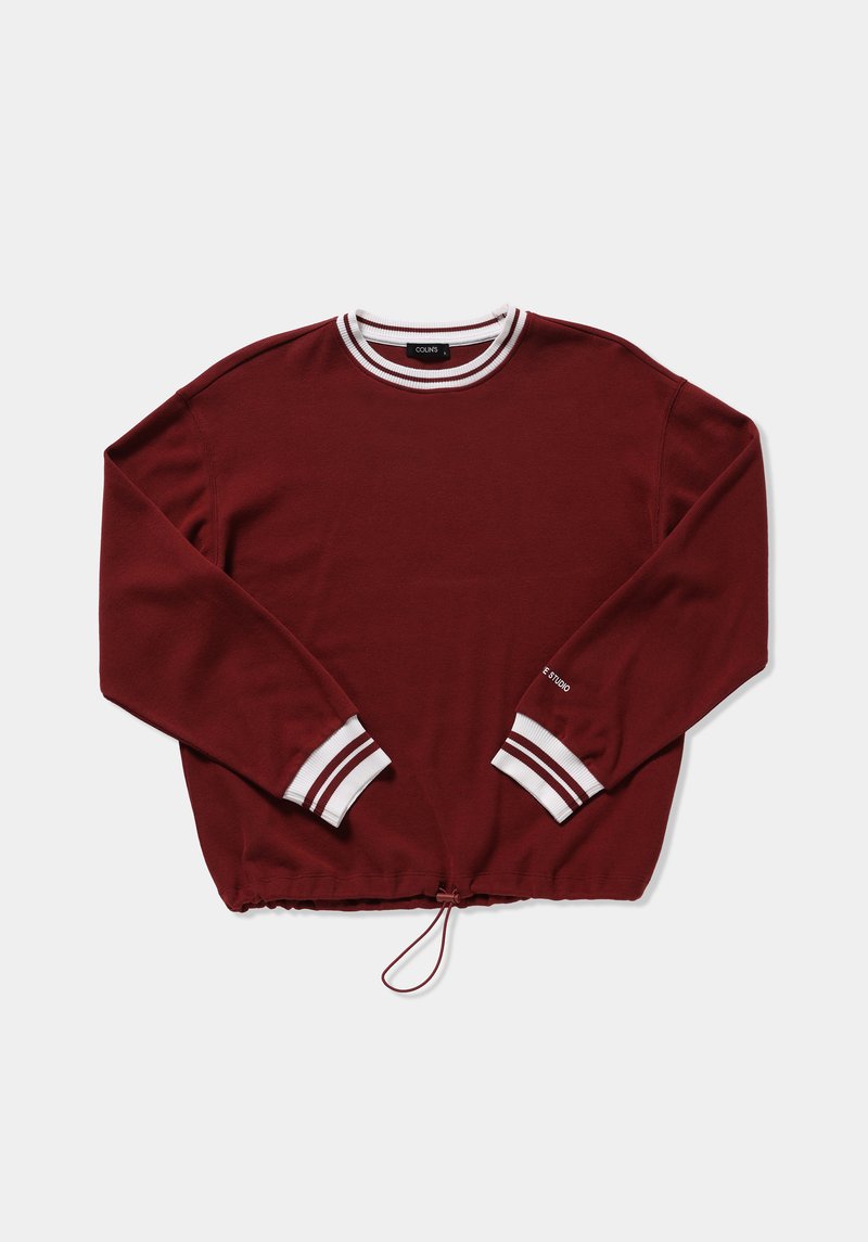 Regular Fit High Neck Baskılı Kadın Bordo Sweatshirt