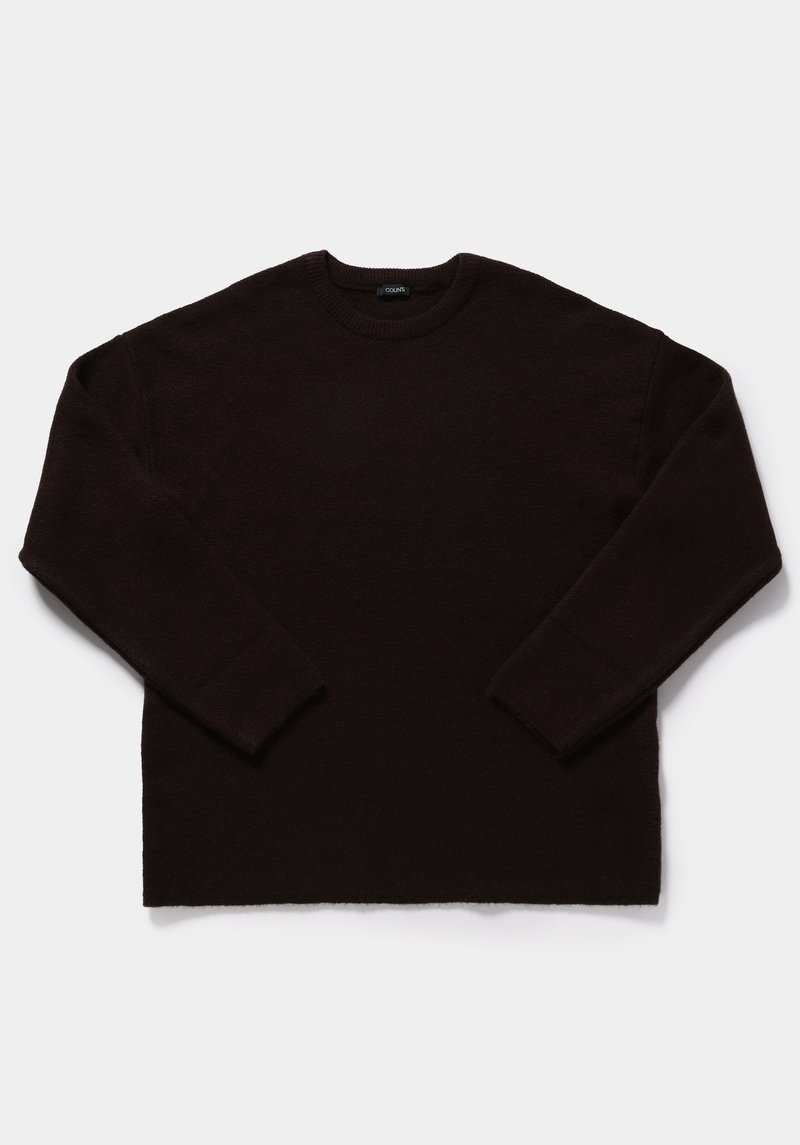 Oversize Fit Yuvarlak Yaka Düz Erkek Kahverengi Kazak