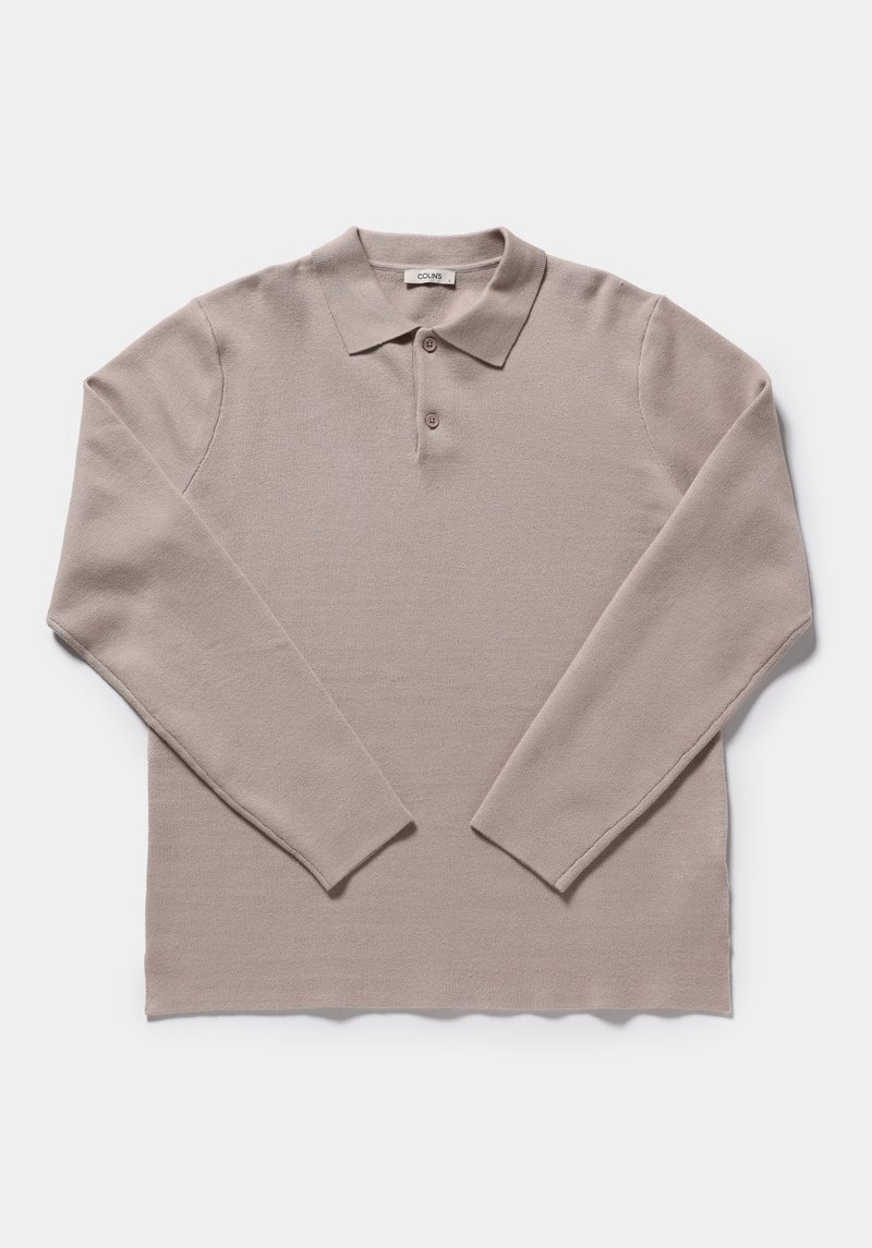 Regular Fit Polo Yaka Jakarlı Erkek Bej Kazak