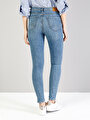 thumb-759 Lara Super Slim Fit Orta Bel Dar Paça Kadın Mavi Jean Pantolon Cl1035523