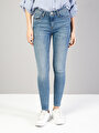 thumb-759 Lara Super Slim Fit Orta Bel Dar Paça Kadın Mavi Jean Pantolon Cl1035523