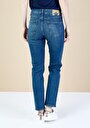 thumb-Slim Fit Orta Bel Daralan Paça Kadın İndigo Jean Pantolon